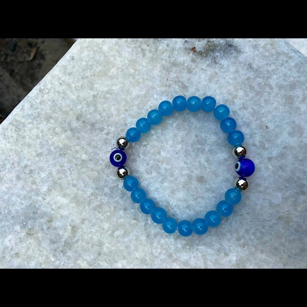 Blue Evil Eye Beaded Bracelet